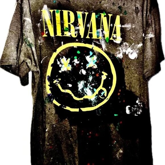 NWOT nirvana face t distressed original rare hand painted rare distressed KURT T - Picture 12 of 14